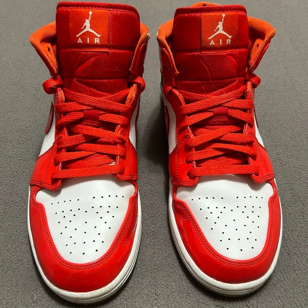 Jordan Men’s High-Top Sneakers in Red and White - Picture 2 of 8